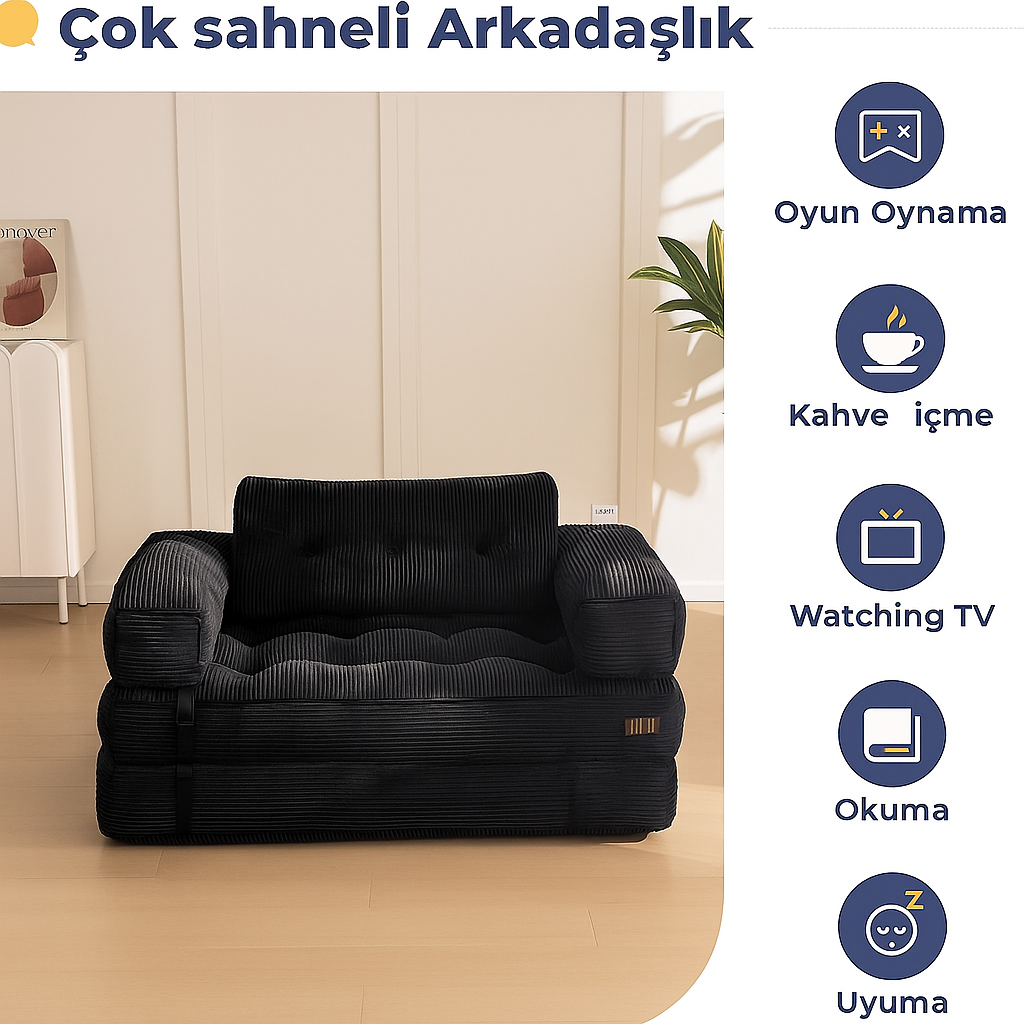 Kapri Yatak Kanepe Yeni Nesil Koltuk Pati dostu Kadife Kumaşlı